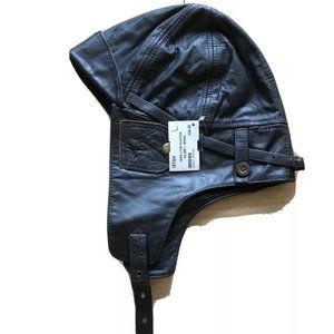 Leather Aviation Helmet Cap. Brown. Large. Unisex